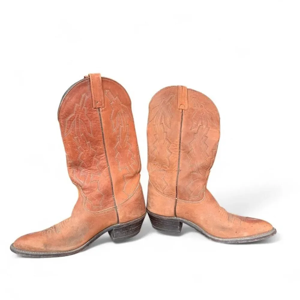 Dan Post Men’s 8.5D Brown Leather Cowboy Western Boots Leather Made USA